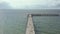 PALANGA, LITHUANIA - JULY, 2019: Aerial panorama view of the famous pier of the Baltic coast in Palanga and sea view.