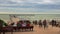 Palanga The sea of the bridge. People walk across the bridge to the sea. Sandy coast of the Baltic Sea. Timelapse, frame