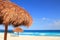 Palapa sun roof beach umbrella in caribbean