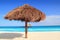 Palapa sun roof beach umbrella in caribbean