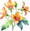 Palash flower, watercolor painting of Palash flower. AI-Generated.