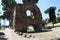 Palatine hill with ancients ruins. Old roman historic architecture. Palatino Roma.