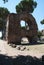 Palatine hill with ancients ruins. Old roman historic architecture. Palatino Roma.