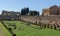 The Palatine is one of the main hills of Ancient Rome. A historical monument with architectural ruins. Lodge at the stadium of