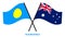 Palau and Australia Flags Crossed And Waving Flat Style. Official Proportion. Correct Colors