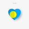 Palau heart shaped flag. Origami paper cut Palauan national banner