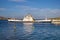 Palau, Italy - Panoramic view of touristic yacht port and marina - Porto Turistico Palau - with ferry pier and at the Costa