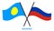Palau and Russia Flags Crossed And Waving Flat Style. Official Proportion. Correct Colors