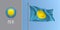 Palau waving flag on flagpole and round icon vector illustration.