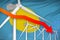 Palau wind energy power lowering chart, arrow down - modern natural energy industrial illustration. 3D Illustration