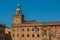 The Palazzo d`Accursio with its clock tower, is currently the Town Hall of Bologna, Italy