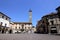 Palazzo PodestÃ  with clock tower at Plebiscito square in Viterbo, Italy