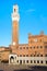 The Palazzo Publico at Piazza del Campo on the city of Siena, Italy