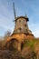 Palczewo, pomorskie / Poland Ã¢â‚¬â€œ December, 11, 2019: Old destroyed wooden Dutch windmill. Wooden structure for flour milling