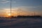 Paldiski, electric train station in winter at sunset