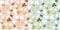 Pale color and gold butterfly seamless pattern.