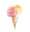 Pale color ice-cream wiffle cone illustration.