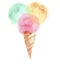 Pale color ice-cream wiffle cone illustration.