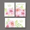 Pale color tender rose flowers card set.