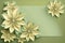 Pale Green Color Background With A Large Empty Space In The Center, Silhouettes Of Beautiful Origami Flowers On The Edges.