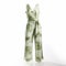 Pale Green Palm Print Banana Leaves Sleeveless Jumpsuit