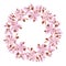 Pale pink garden flowers wreath.