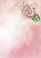 Pale pink rose, ink and watercolor - botanical design banner. Floral pastel watercolor border frame