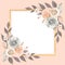 Pale pink and taupe flowers and leaves - botanical design banner. Floral pastel watercolor border frame