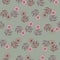 Pale tones vintage seamless pattern with random sunflower elements. Pastel green background. Pink flowers