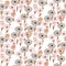 Pale vector seamless vintage floral pattern. Poppy flowers white background