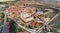 Palencia. Aerial view in Fuentes de Valdepero., village with castle in Spain