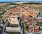 Palencia. Aerial view in Fuentes de Valdepero., village with castle in Spain