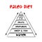 Paleo diet, an eating plan modeled on prehistoric human diets, mind map pyramid concept for presentations and reports