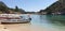 Paleokastritsa bay boats and stunning sea view