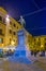 PALERMO, ITALY, APRIL 22, 2017: Night view of statue of Carlo V in Palermo, Sicily, Italy