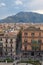 PALERMO, ITALY â€“ 03 January 2017: From the roof of Palermo Cathedral you can see amazing cityscape of Palermo. Nice mountain.