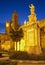 Palermo - west towers of Cathedral or Duomo at dusk and Santa Rosalia