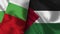 Palestine and Bulgaria Realistic Flag â€“ Fabric Texture Illustration