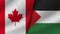 Palestine and Canada Realistic Two Flags Together