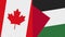 Palestine and Canada Two Half Flags Together