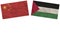 Palestine and China Flags Together Paper Texture Illustration