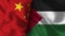 Palestine and China Realistic Flag â€“ Fabric Texture Illustration