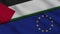 Palestine and European Union Flags, Breaking News, Political Diplomacy Crisis Concept