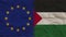 Palestine and European Union Flags Together, Crumpled Paper Effect 3D Illustration