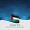 Palestine flag on blue white background. Palestinian brochure vector design, template. Cover for business booklet. Wavy ribbon