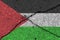 Palestine flag on cracked concrete wall. The concept of crisis, war, conflict, terrorism or other problems in the
