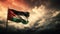 Palestine flag on dark clouds ai generated