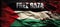 Palestine flag on dark clouds with text free Gaza ai generated