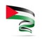 Palestine flag in the form of wave ribbon.