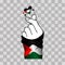 Palestine flag with hand on isolated